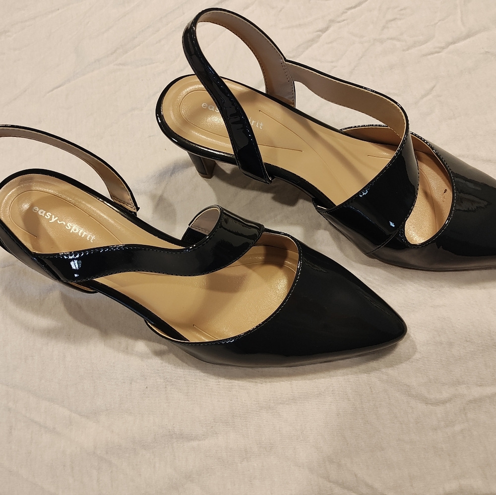 Easy Spirit Patent Black Slingback Heels